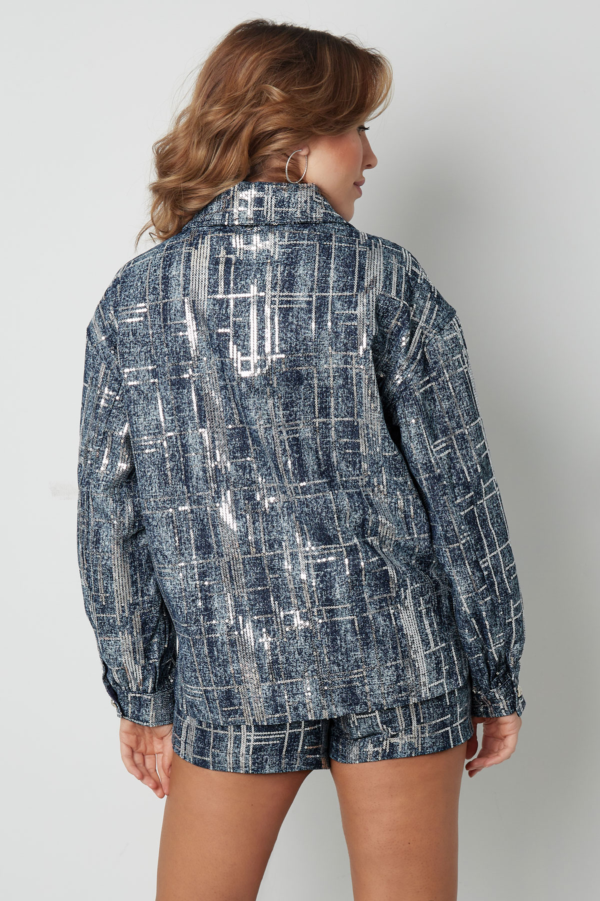 Jacket denim look with sequins - blue - L Picture11